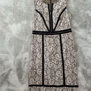 Elegant Lace Dress with Black Accents